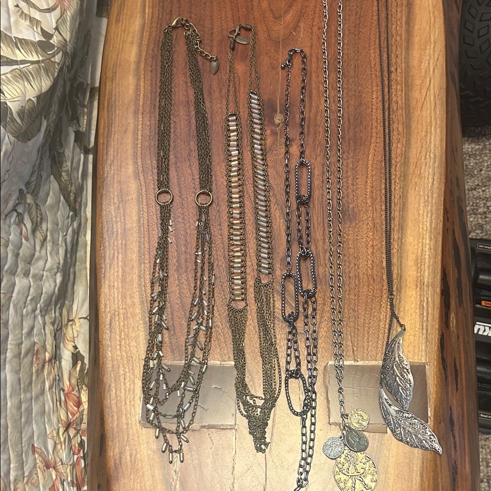 Multi-Chain Layered Pendant Necklace Set - Silver-Tone